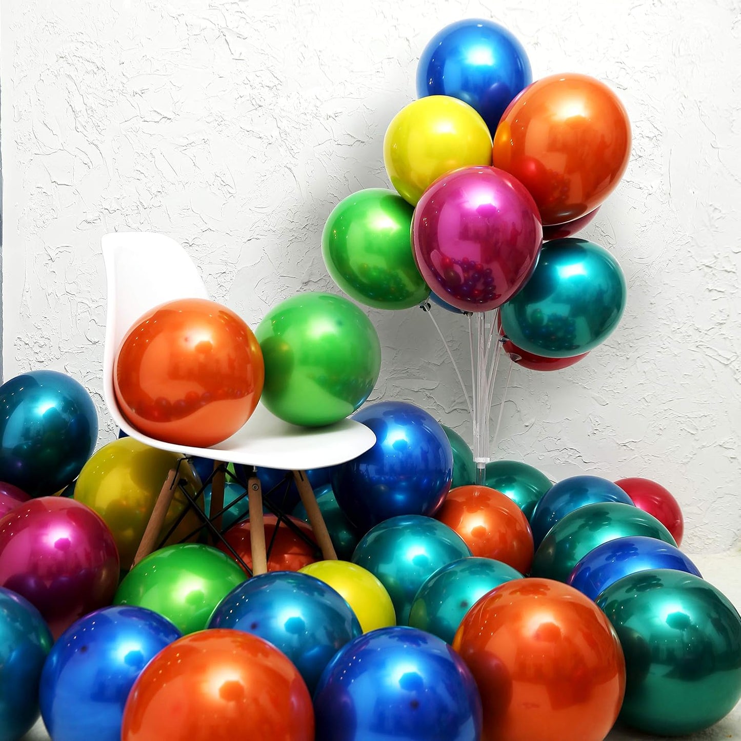 Metallic Colorful Balloons 50 pcs 12 inch Colorful Balloons Double Layer Multicolor Balloons are More Durable Suitable for Wedding, Birthday Party Balloon Decoration.