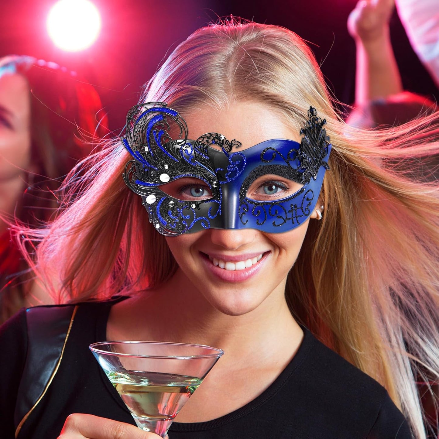 SIQUK Couple Masquerade Masks Metal Venetian Party Mask Halloween Costume Mask Mardi Gras Mask for Couples Women and Men