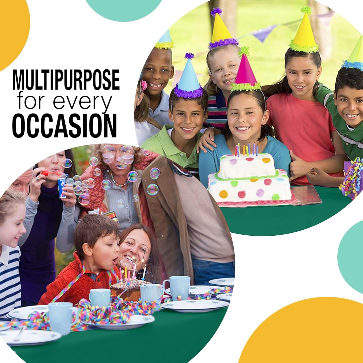 Party Solids 54 Inch X 100 Feet Dark Green Plastic Table Cover Roll in A Cut - to - Size Box with Convenient Slide Cutter. Cuts Up to 12 Rectangle 8 Feet Plastic Disposable Tablecloths