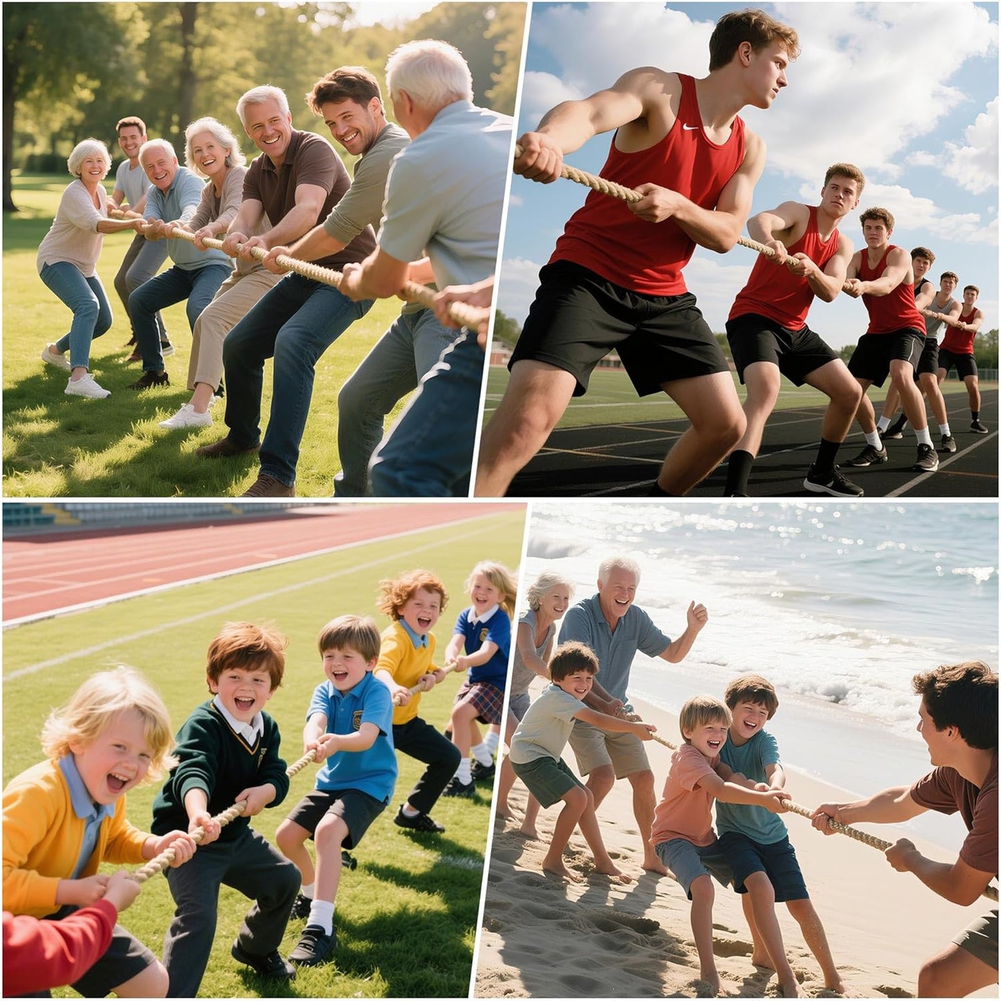 Gothink 50 FT Tug of War Rope Set for Kids - Soft Natural Jute Fiber Rope with Red Flag for School Field Day, Birthday, Holiday Party Game,Camping,Backyard Outdoor Games & Team Activities