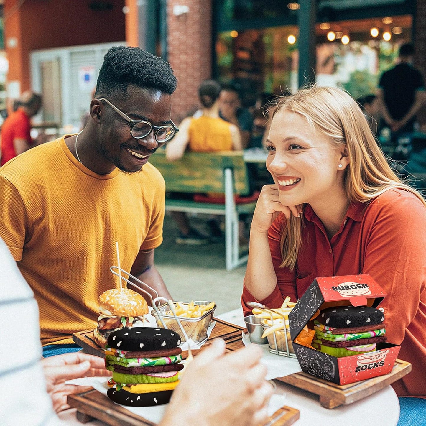 AGRIMONY Funny Burger Hot Dog Tacos Popcorn Socks Box -Easter Fathers Birthday Gag Christmas Gifts for Men Teen Boys Women