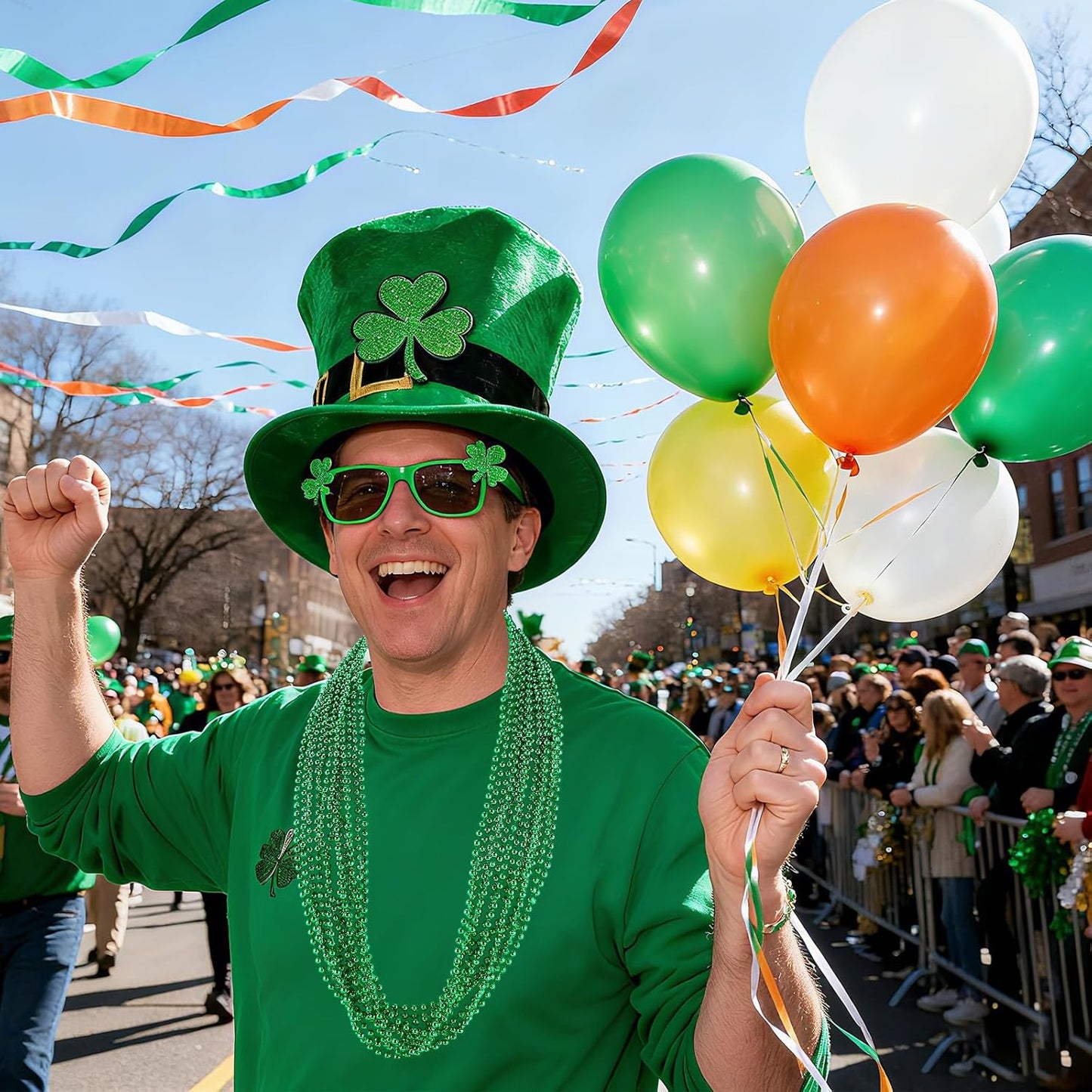 220 PCS Green Bead Necklace, 33 Inch Mardi Gras Christmas Beads, Bulk Metallic Party Beads for Mardi Gras Parade, St Patricks Day, Wedding, Birthday, Pirate Carnival Favors