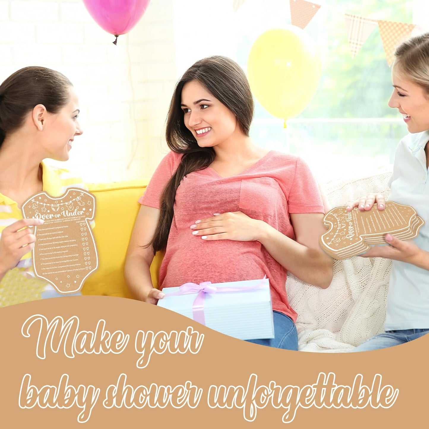 Baby Shower Games, Over or Under Baby Shower Game, Set of 30 Cards, Baby Games for Baby Shower, Baby Shower Decorations, Baby Shower Ideas