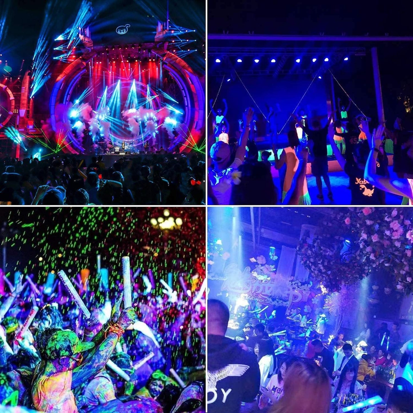 200W 4 Pack LED Black Light, Outdoor Blacklight Flood Lights with Plug and Switch, IP66 Rated for Glow in The Dark, Halloween Party, Body Paint, Aquarium