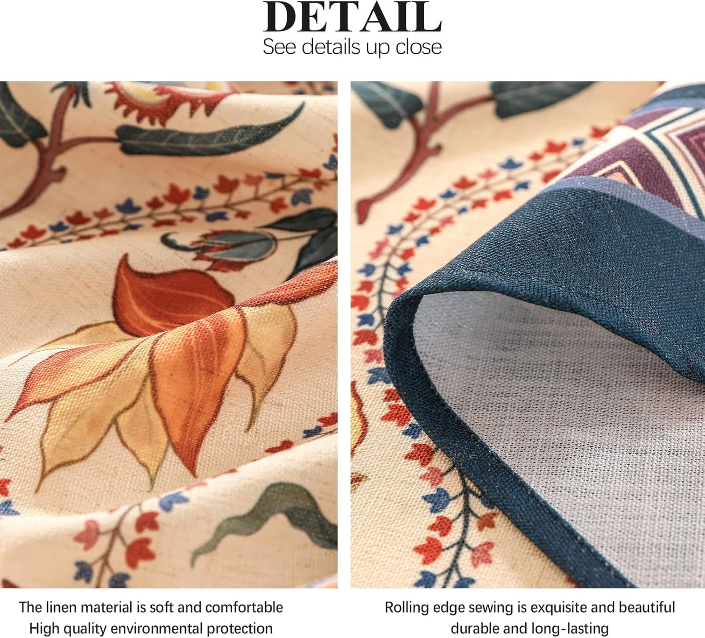 Vintage French Small Square Tablecloth,Linen Durable Tablecloth with Rose and Cornflower Pattern,Decorative Table Cover for Kitchen,Dining,Thanksgiving,Christmas,Tea Party,55"*55"-Lanae