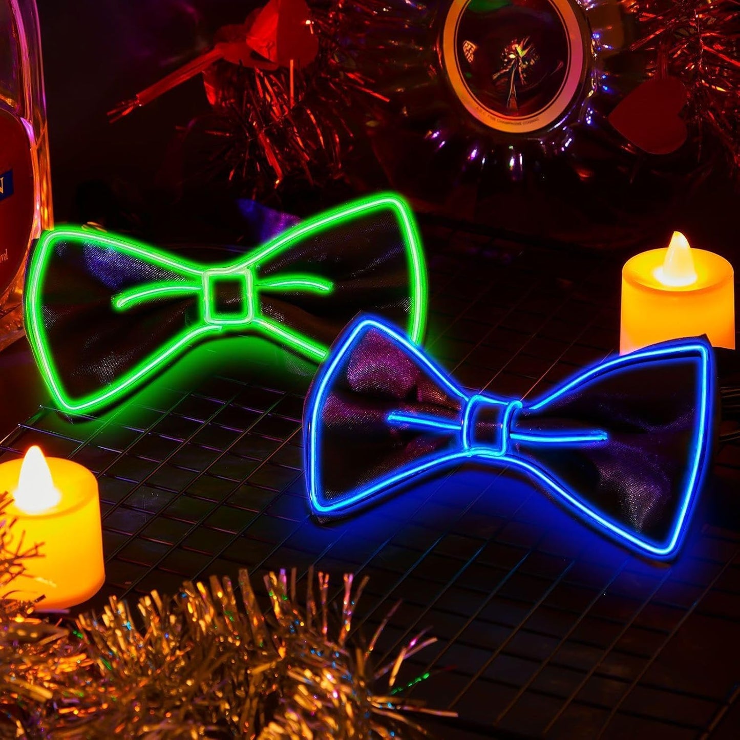 Hercicy Light up Bow Tie for Men LED Neon Bowtie Funny Ties Women Glow in the Dark Party Costume