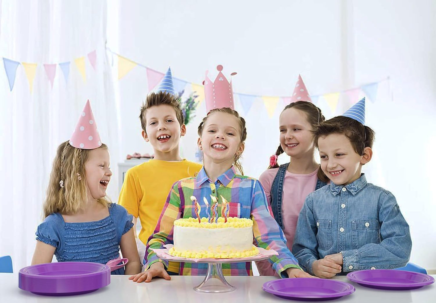 Exquisite Party Solids Purple Plastic Plates For Party 10" Purple Disposable Plates Heavy Duty 100 Pcs Plastic Dinnerware Sets Heavy Duty 350 GSM Disposable Dinnerware Set