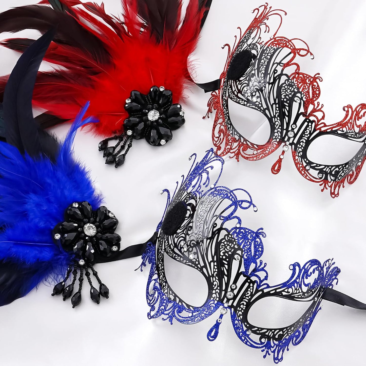 Feather Masquerade Mask for Women - 2025 Venetian Antique Mardi Gras Masks with Feather for Woman Prom Ball Party
