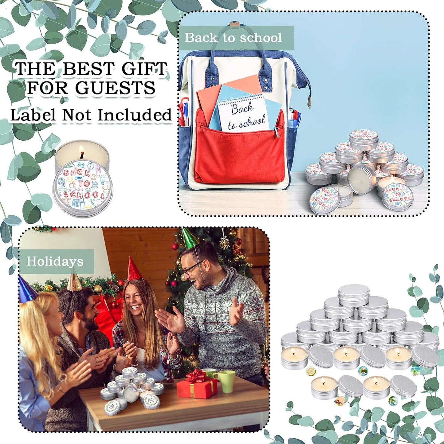 MTLEE 50 Pcs Wedding Scented Candles Gift Travel Tin Candle Aromatherapy Candle for Christmas Winter Baby Shower Favors Wedding Gifts(Cool Flavor)