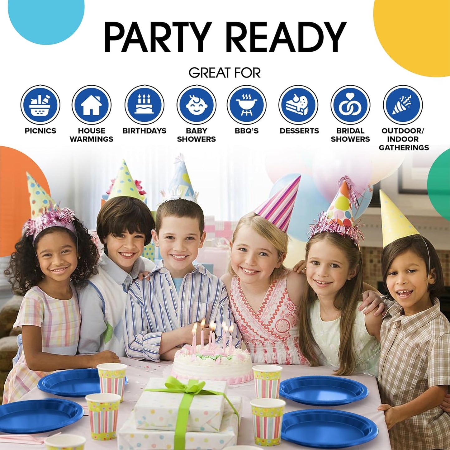 Exquisite Party Solids Dark Blue Plastic Plates For Party 7" Dark Blue Disposable Plates Heavy Duty 100 Pcs Plastic Dinnerware Sets Heavy Duty 350 GSM Disposable Dinnerware Set