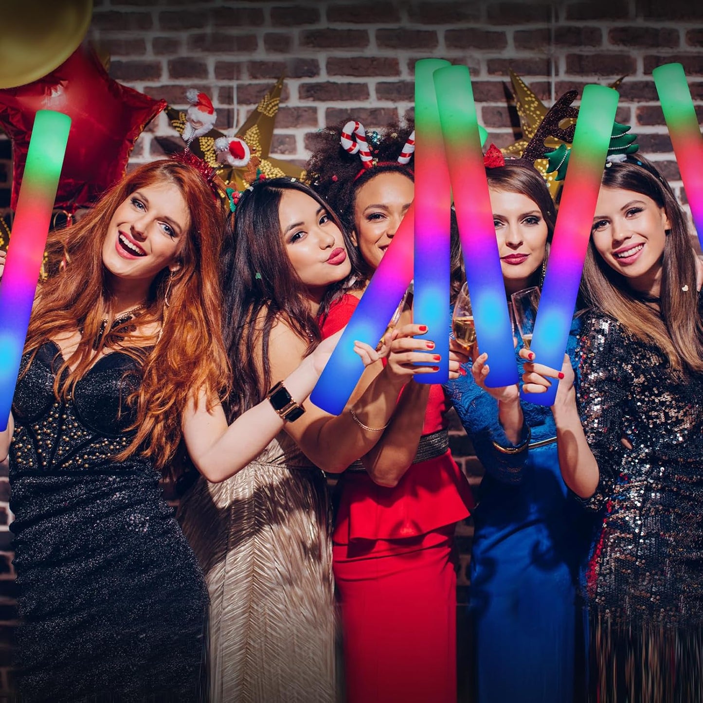 46 PCS Foam Glow Sticks with 3 Modes Colorful Flashing, Foam Light Up Sticks, LED Light Sticks, Glow Sticks Party Pack for Halloween, New Year, Wedding, Raves, Concert, Christmas