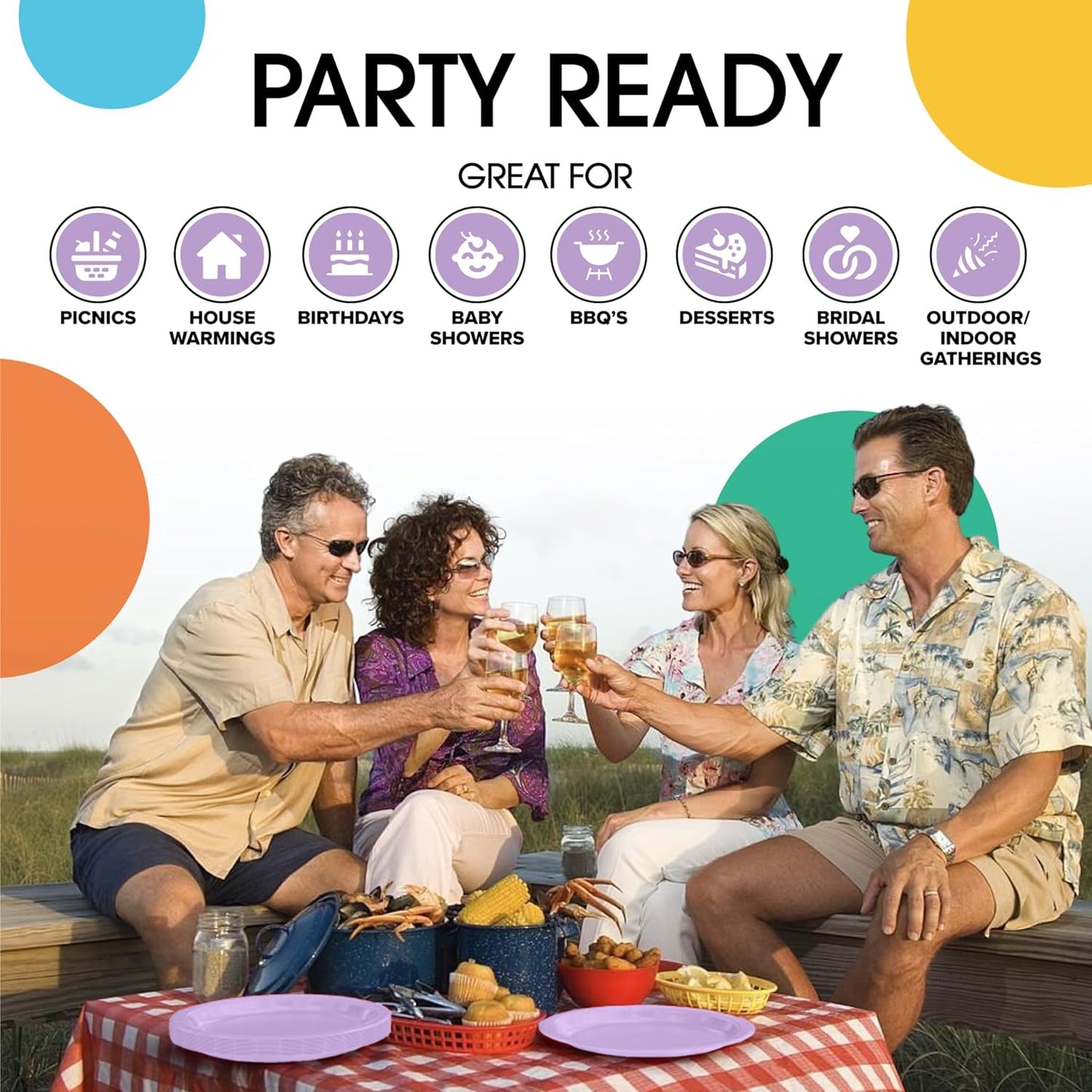 Exquisite Lavender Paper Plates Disposable Heavy Duty 7 Inch Lavender Disposable Plates For Party 100 Pcs Heavy Duty Paper Plate 350 GSM, Birthday Party Supplies Plate Set