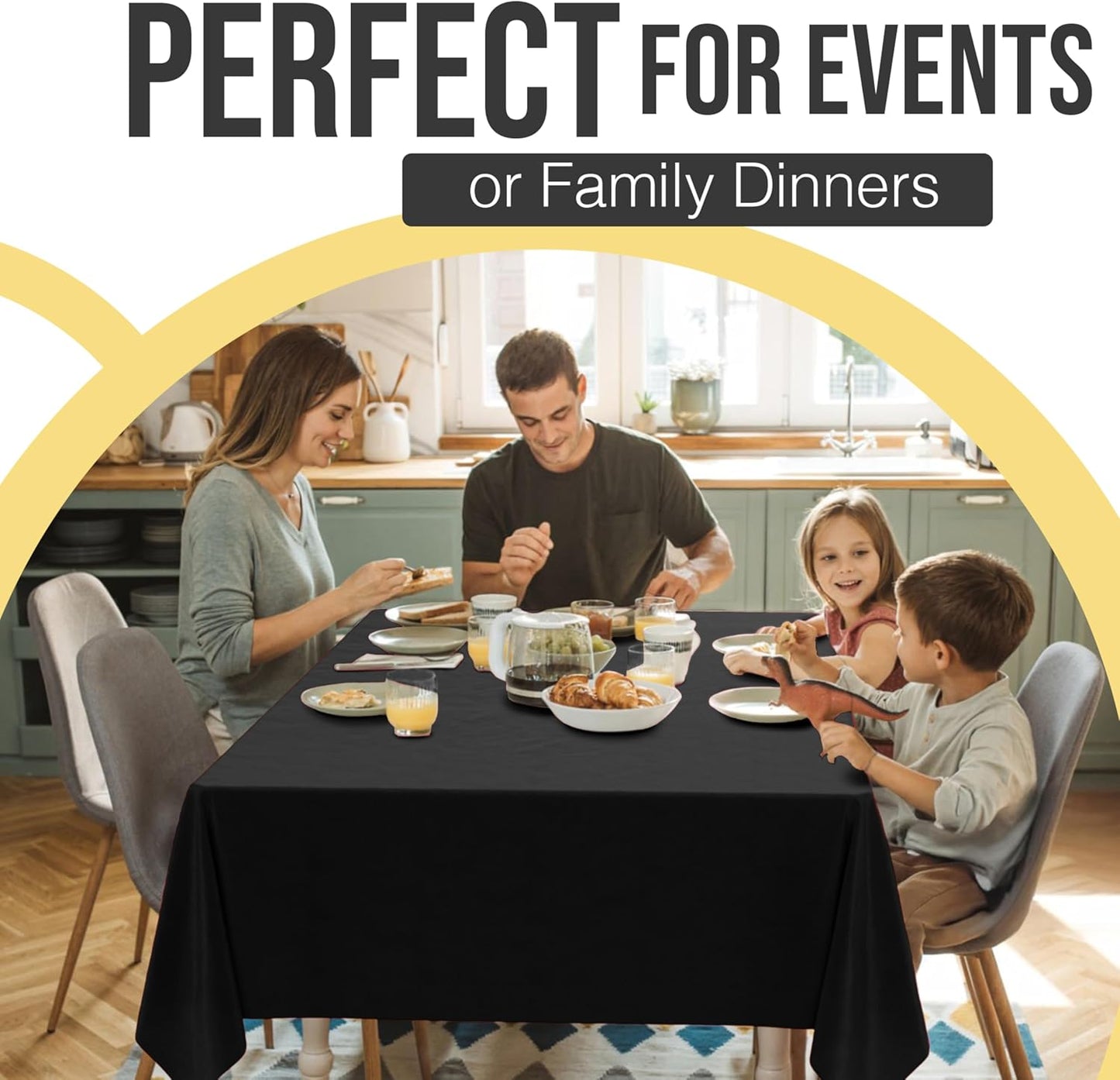 Party Solids 66% Thicker Premium Plastic Table Cloth Rectangle Table Cover 0.5 Mil 12 Pack Black Table Cloth 54 Inch x 108 Inch Disposable Tablecloth Won't Tear Easily Like Cheap Thin Brands