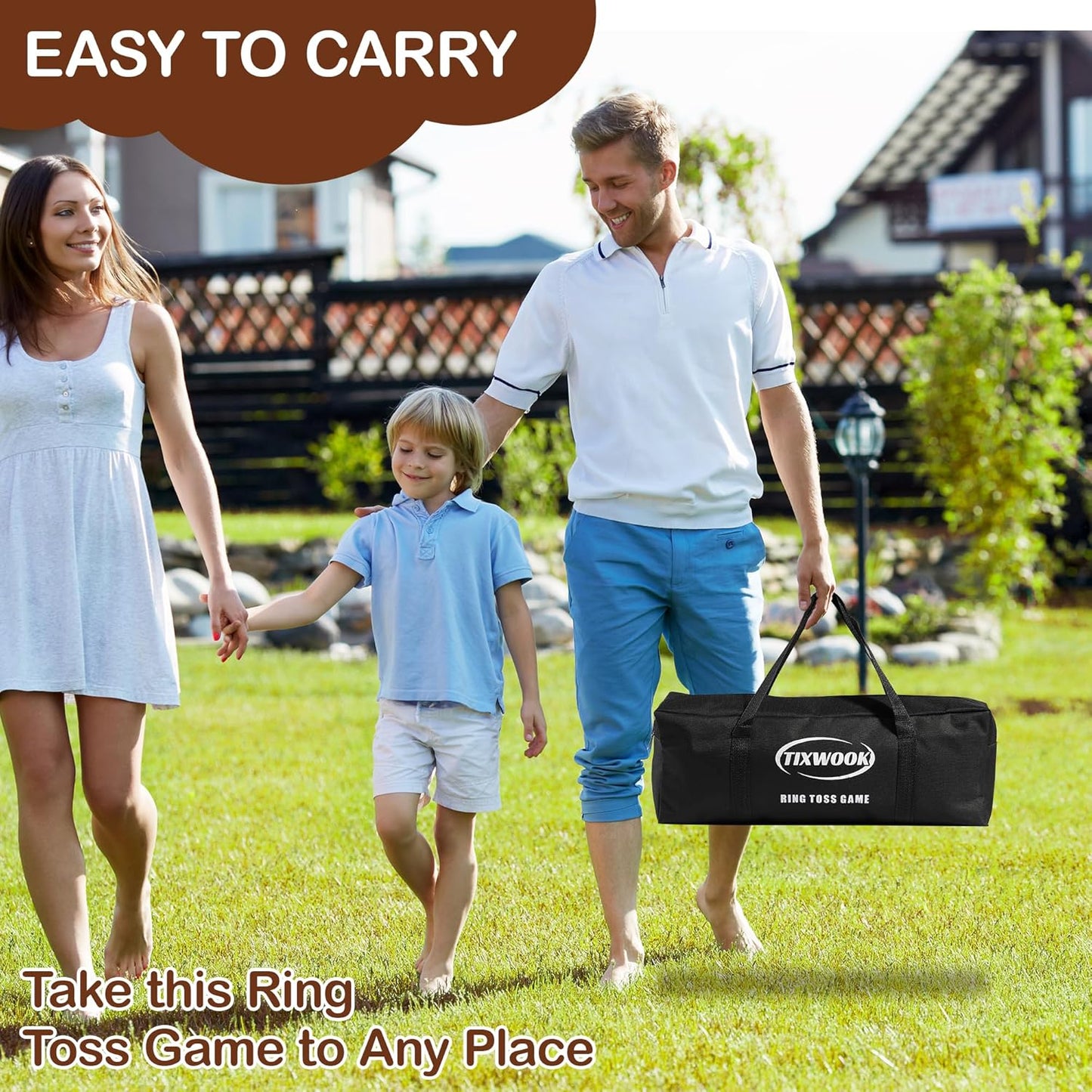 Ring Toss Game, Outdoor Games for Family and Adults with 6/10 Rope Rings & Carrying Bag, Backyard Games, Beach Toys, Lawn Games