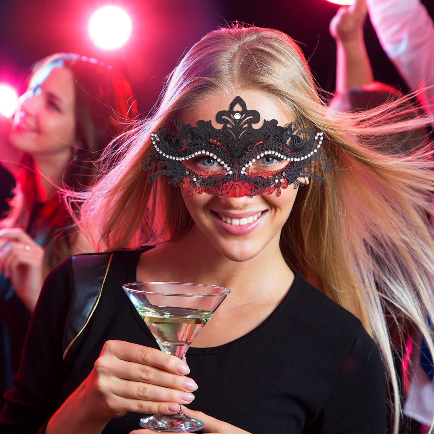 SIQUK Couple Masquerade Masks Metal Venetian Party Mask Halloween Costume Mask Mardi Gras Mask for Couples Women and Men