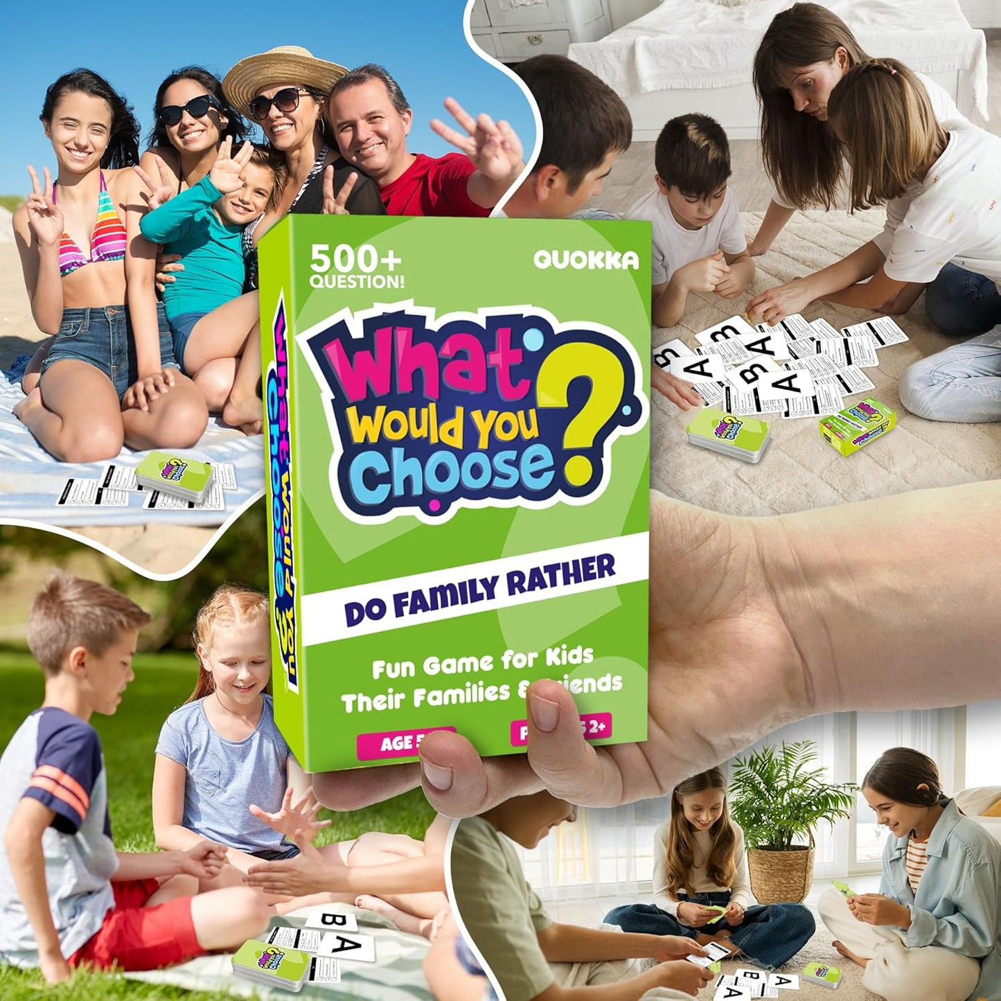 QUOKKA Board Game for 8-12 Year Olds - Family Edition - Family Card Game for Kids Ages 5-8 - What Would You Choose | Do Kids Rather? | Pick Your Answer | Get to Know Night for Children and Parents