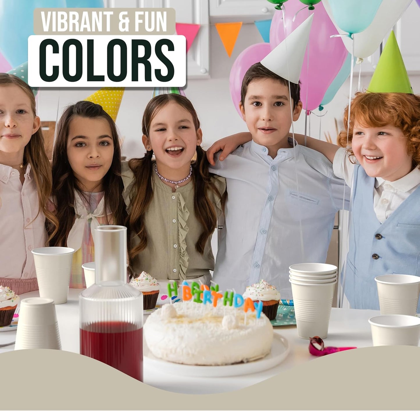 18 Oz Ivory Plastic Cups For Party Supplies 50 Pack | Ivory Disposable Cups Plastic | Disposable Drinkware For Parties, Events & Everyday