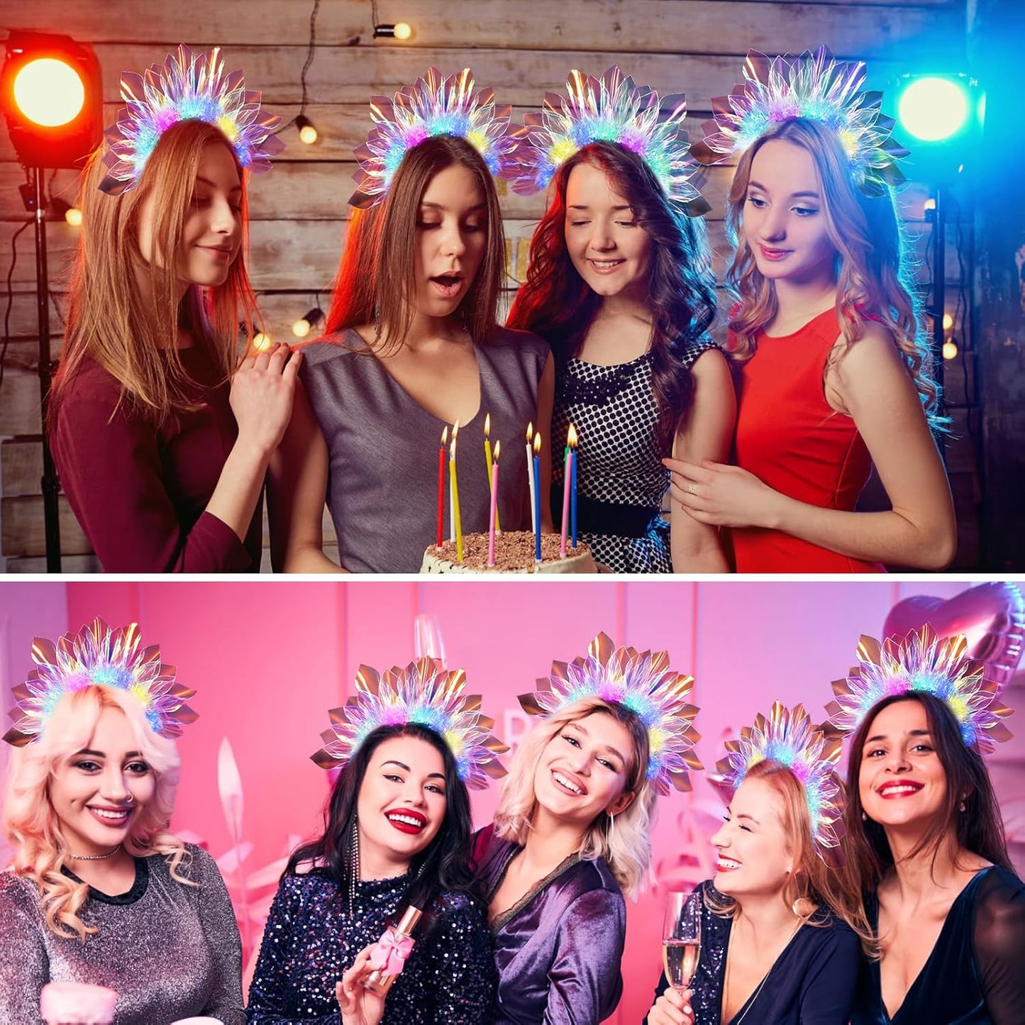 2 PCS LED Headbands Light Up Headband, Glow In The Dark Party Supplies, Glow Party Supplies for Women & Girls, Light Up Party Favors Flashing Hair Band for Raves, Halloween, Christmas, Night Events