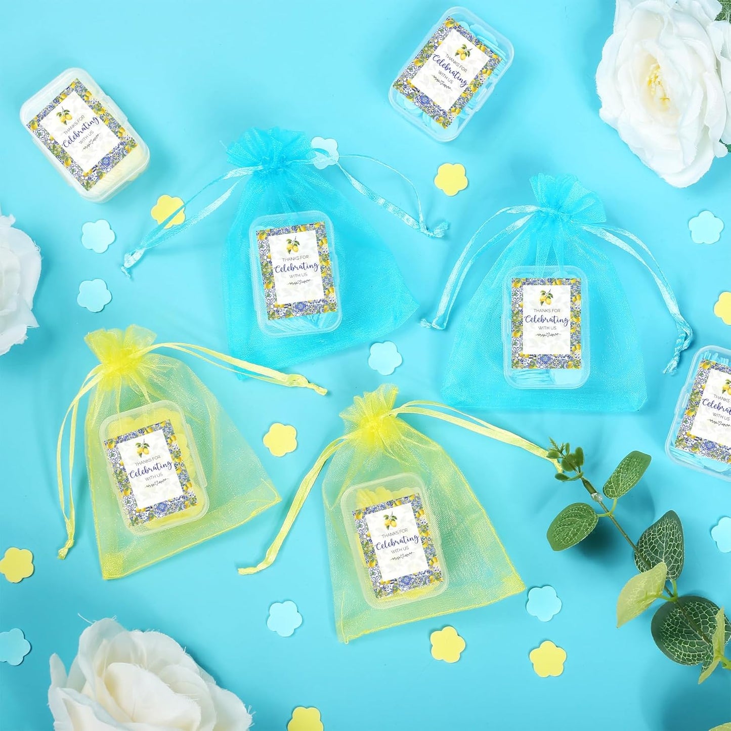 24 Pcs She Found Her Main Squeeze Bridal Shower Soap Favors - Lemon Themed Bridal Shower Favors, Yellow Blue Themd Soap Gift Set Party Supplies for Wedding Engagement Party Decorations