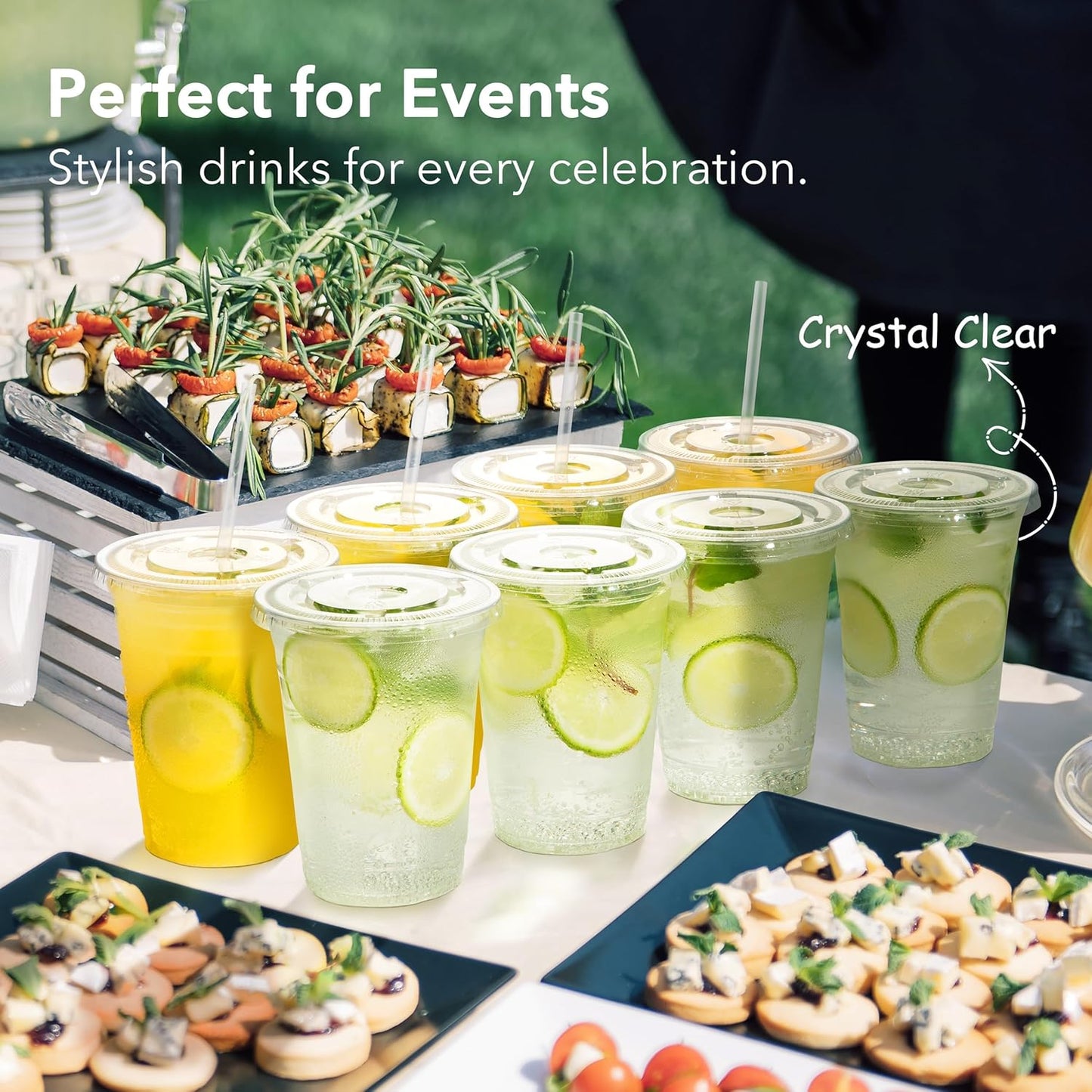 100 Pack 16 oz Clear Plastic Cups with Lids and Straws, Disposable Coffee Cups with Lids, To Go Iced Coffee Cups with Lids, Disposable Cups for Party, Smoothie Cup for Cold Drinks