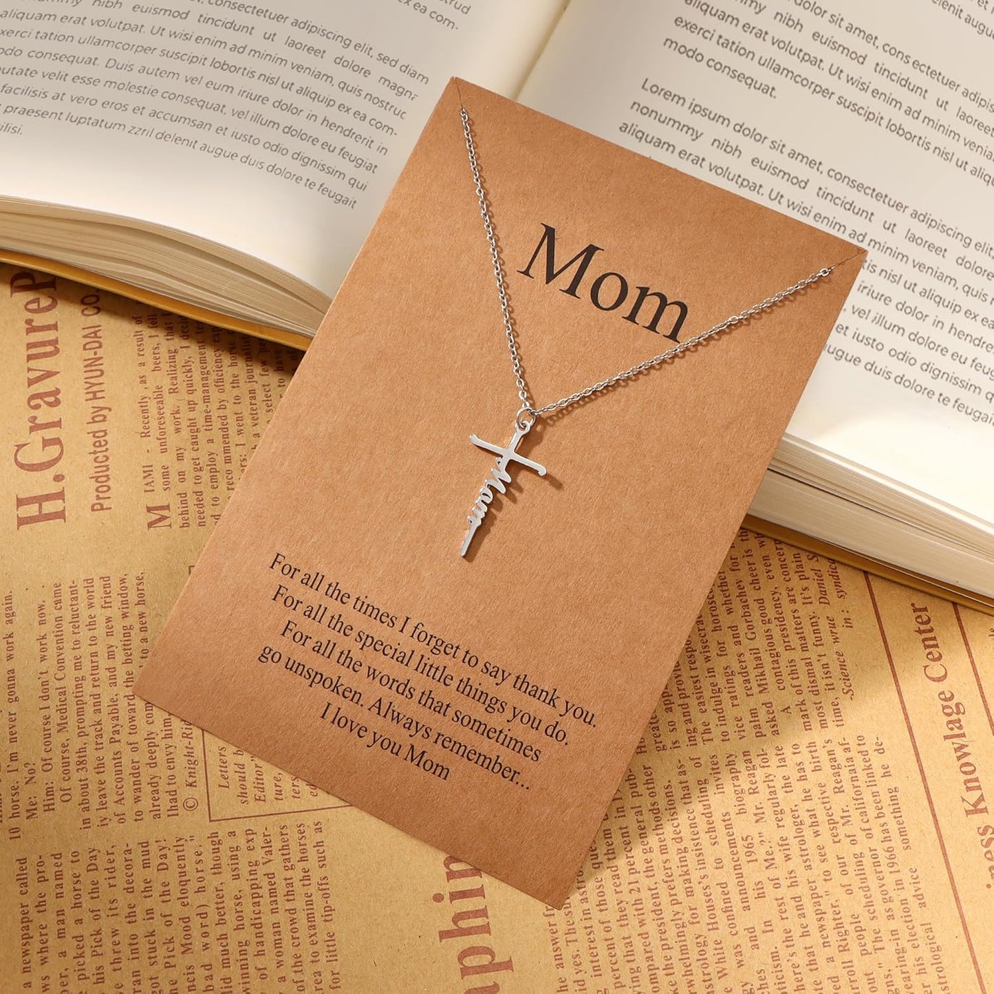 Lcherry Faith Cross Pendant Necklace for Women Religious Christian Jewelry Mother's Day Gifts for Women