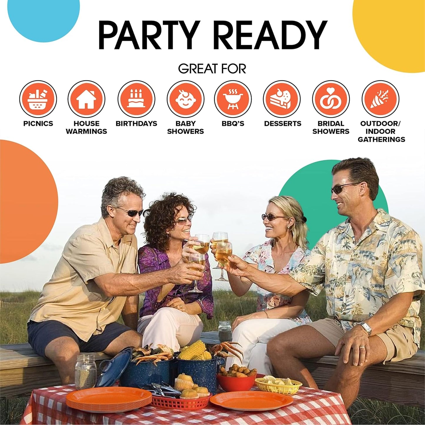 Exquisite Party Solids Orange Paper Plates Disposable Heavy Duty 9 Inch Orange Disposable Plates For Party 100 Pcs Heavy Duty 350 GSM, Birthday Supplies