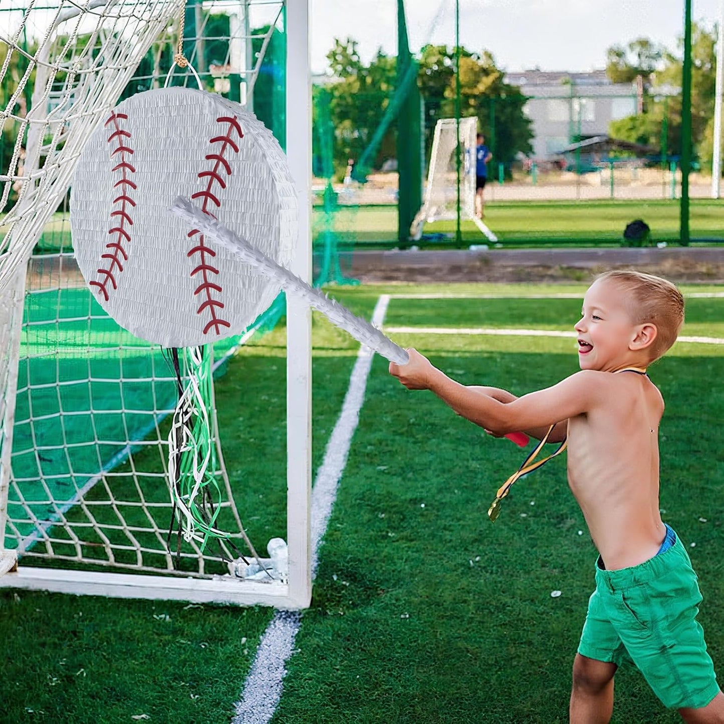 PCFING 18 Inch Baseball Piñata with 30 Inch Piñata Stick Blindfold Confetti for Boys Girls Adults Birthday Party Game Decorations, Anniversary Celebration, Fiesta