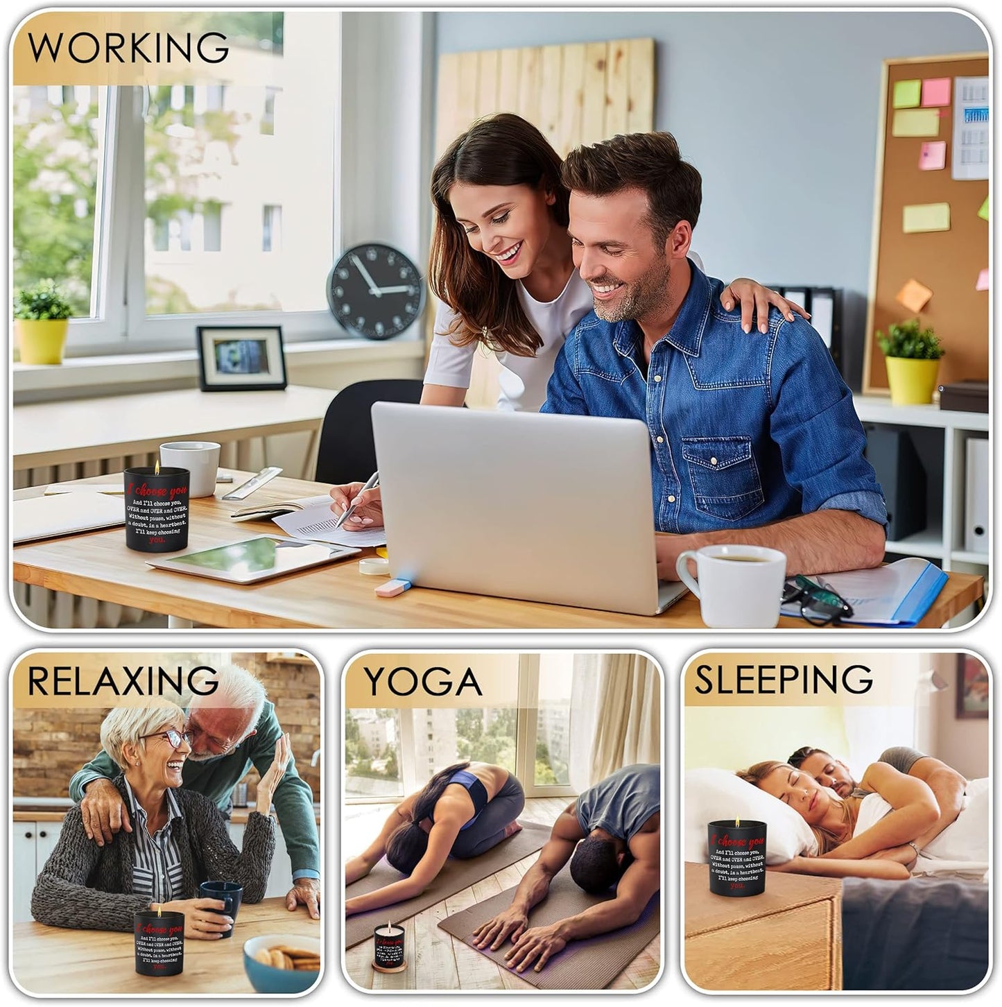 TEEZWONDER Christmas Anniversary Wedding Gifts for Husband Wife - Vanilla Lavender Candle 10 oz - Wedding Gift for Couple, Romantic Birthday Gifts for Him Her Boyfriend Girlfriend Women Men