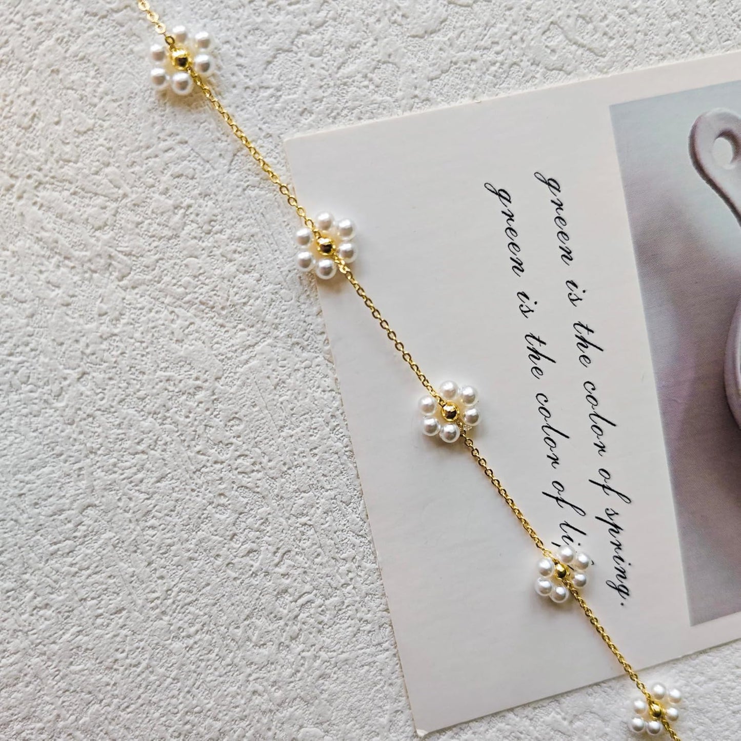 OGD Gold Pearl Necklaces Set for Women 14K Gold Plated Dainty Layered Pearl Cute Daisy Pearl Choker Gold Necklace Gifts for Women Gold Trendy Jewelry Gifts