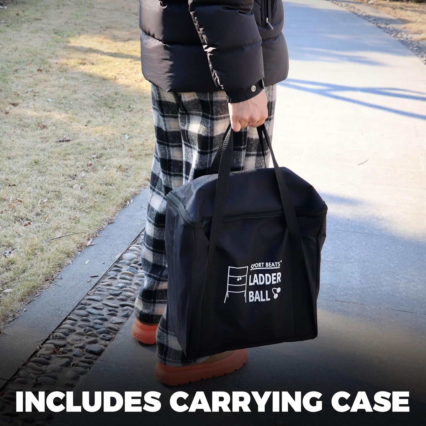 Metal Ladder Ball Set Assembly Free Portable Ladder Toss for Yard Outdoor Games - Includes Carrying Case, 6 Bolas and Scoreboard