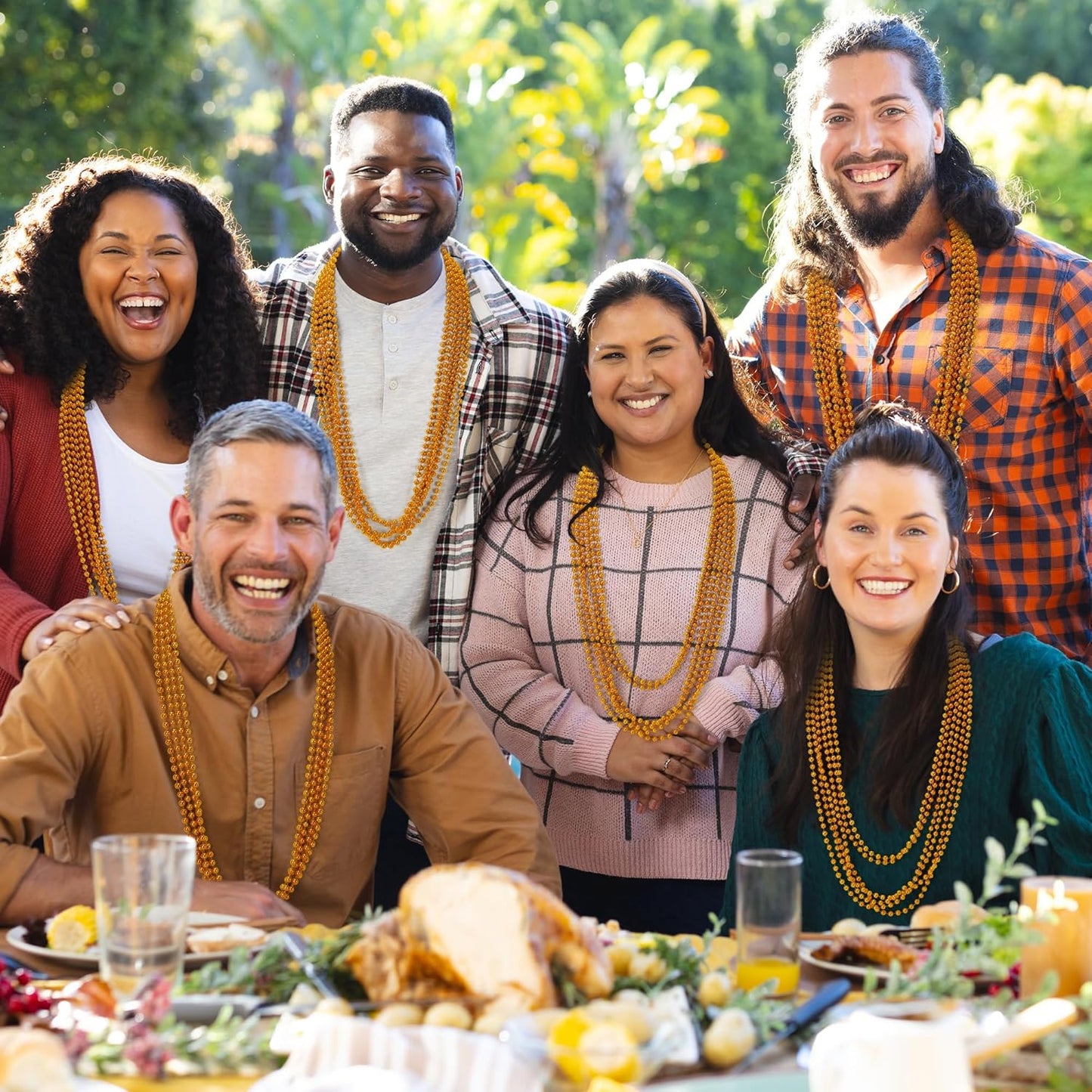 Beaded Necklace, 200 PCS 33" Orange Mardi Gras Beads, Mardi Gras Accessories, Costume Bead Necklace Bulk, Party Parade Beads for Pirate Wedding Birthday Baby Shower Halloween Party Supplies