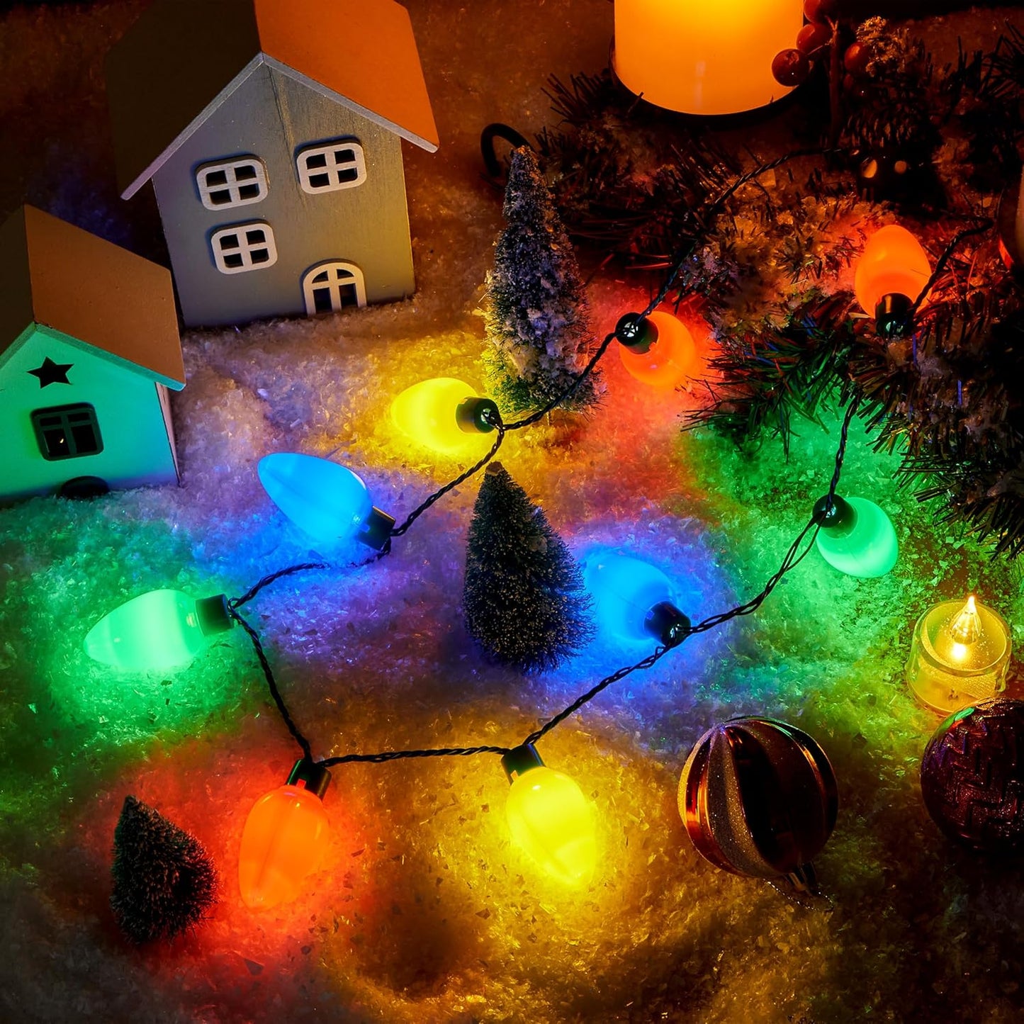 JOYIN 18 Packs Christmas LED Light Up Bulb Necklaces 9 Bulbs LED Necklaces Holiday Costume Accessories for Christmas Xmas Party Favor Party Supply