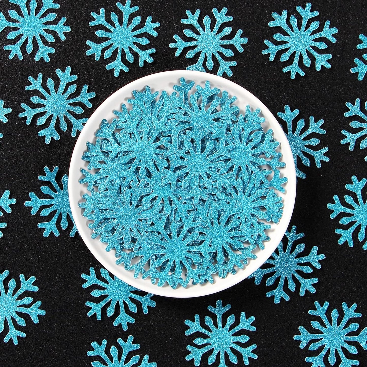 Snowflake Teal-Blue Party-Decorations Frozen Confetti - 100pcs Glitter Paper decor Christmas Table Confetti,Winter Wonderland Birthday Party Supplies New Year Decor Lasting Surprise