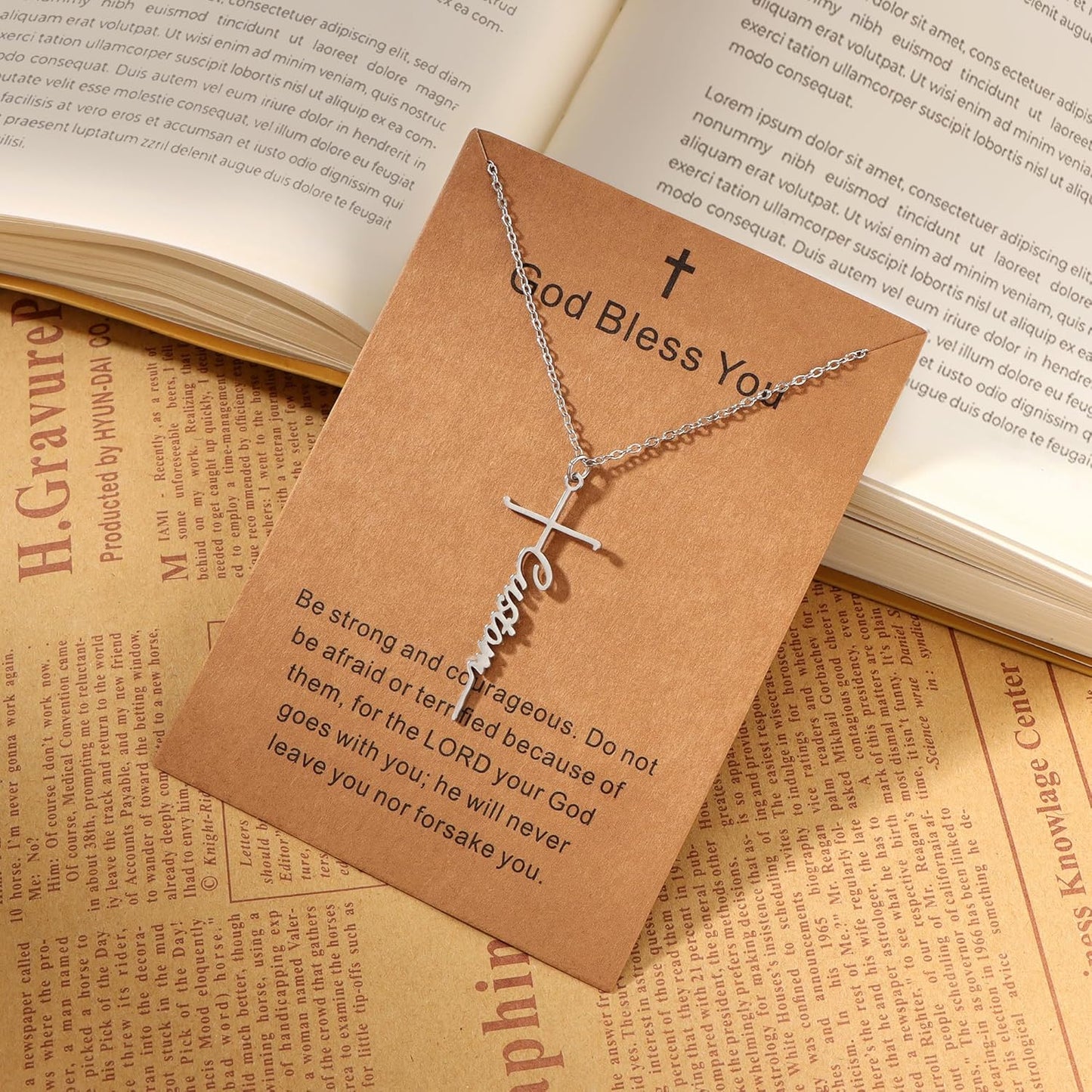 Lcherry Faith Cross Pendant Necklace for Women Religious Christian Jewelry Mother's Day Gifts for Women