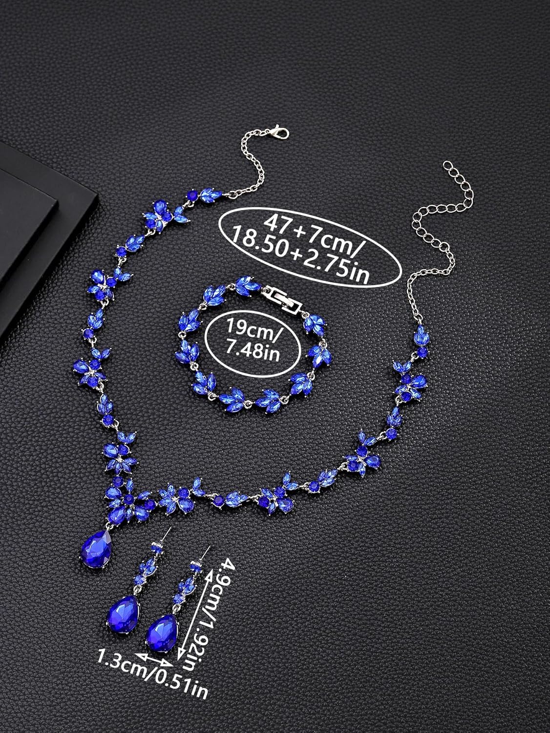 Kamirola Bridal Jewelry Set, Jewelry Set for Women, Necklace Dangle Earrings Bracelet Set, White Gold Plated (TR76)