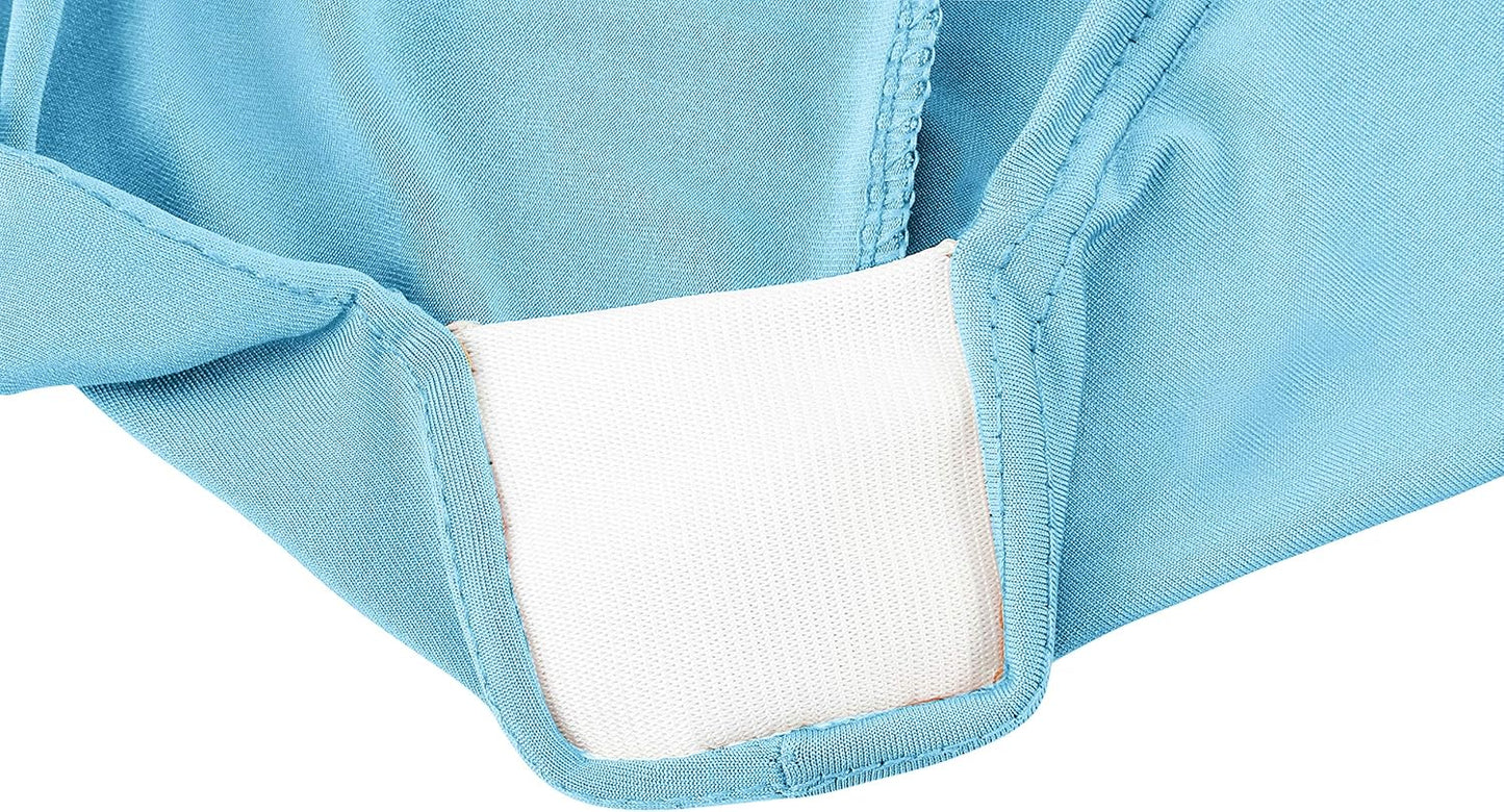 LZY Spandex Table Covers 6FT x 6FT, 2 Count, Rectangular, Bluemist, Solid, Elegant, Stretchable (4-way), Cocktail & Wedding, Perfect for Special Events