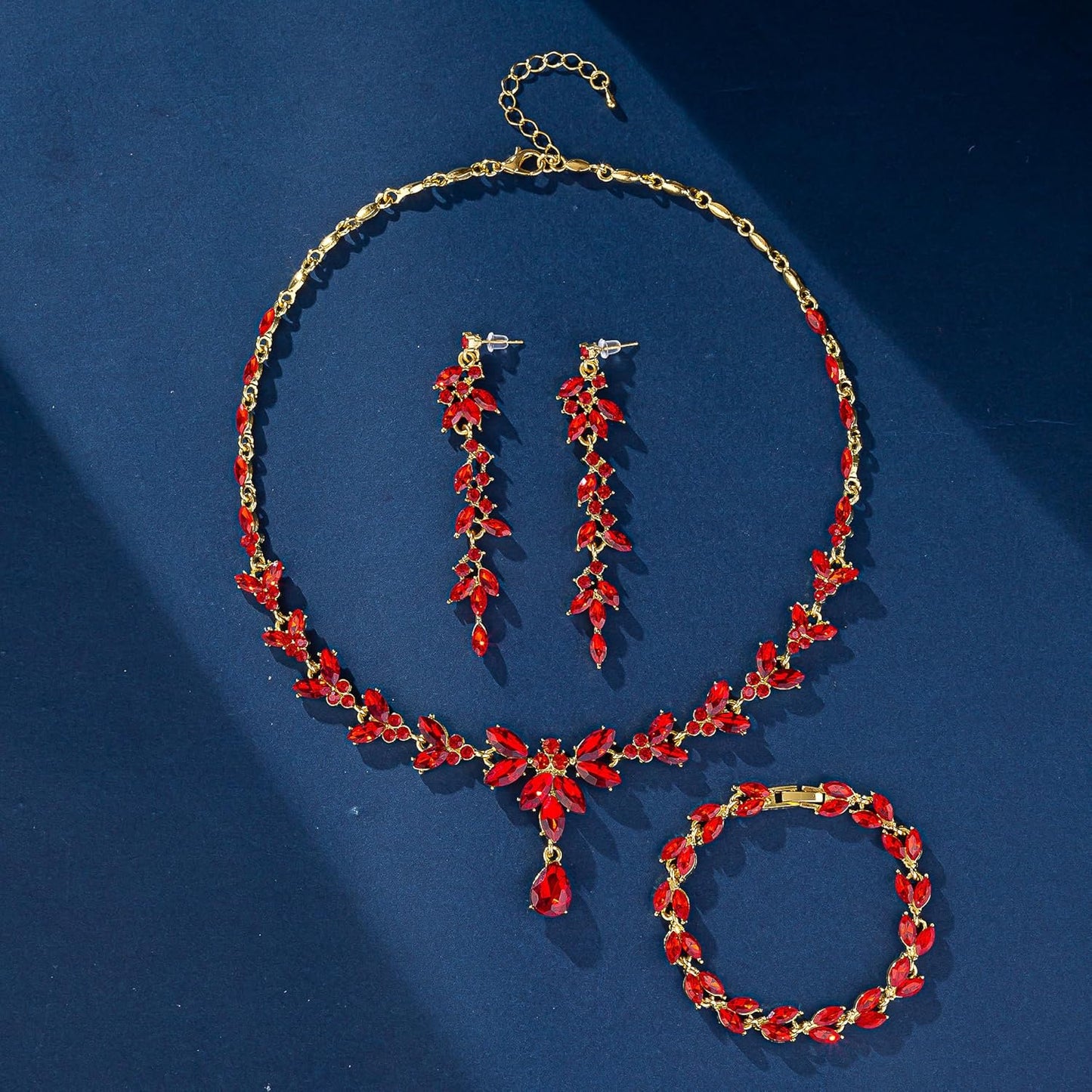 Wedding Jewelry Sets for Bride Bridesmaid Bridal Jewelry Set for Women Wedding Crystal Necklace Earrings Bracelet Set for Party Prom Jewelry