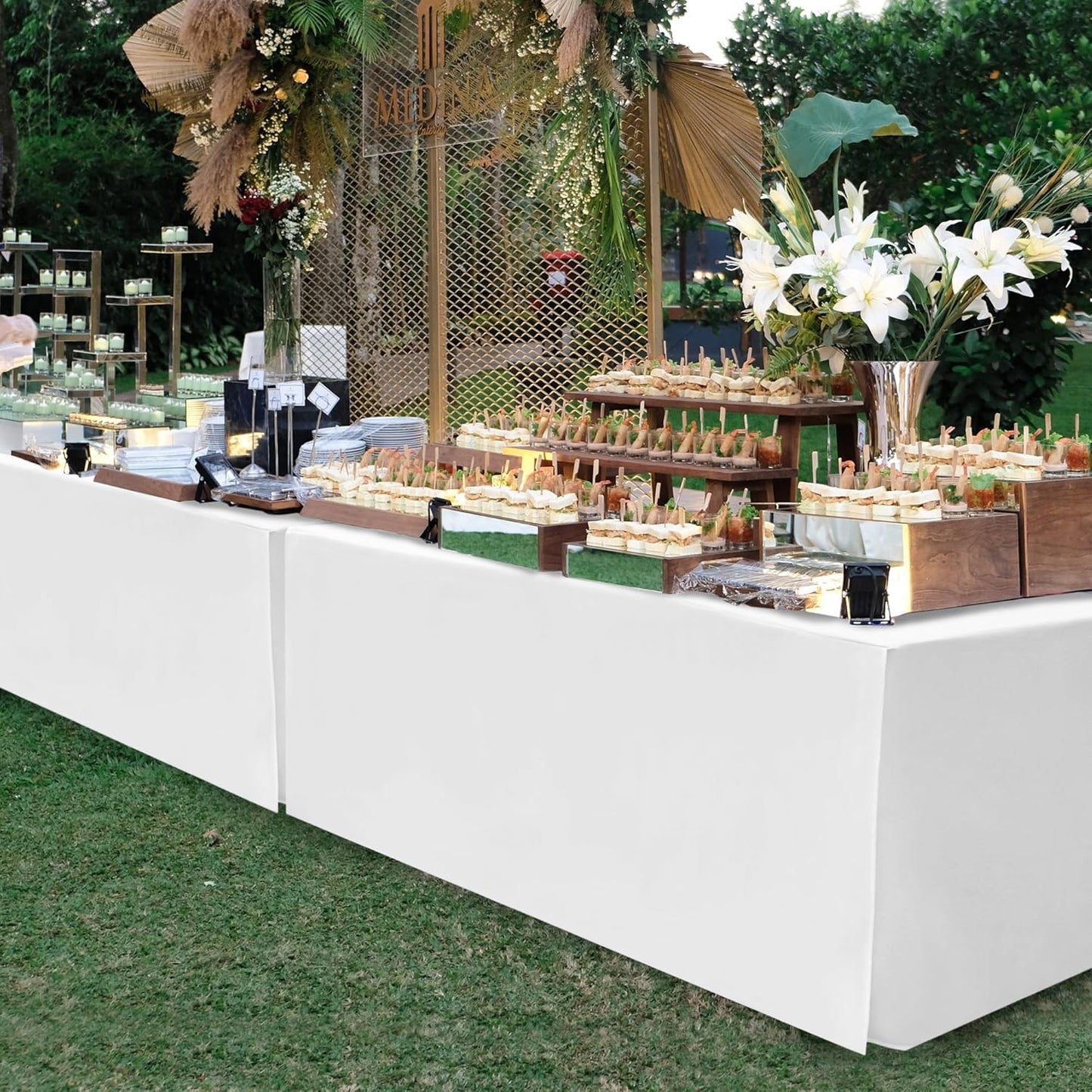 HolidayIdeas 2 Pack Fitted Tableclothes - 48 x 24 Inch - Rectangle Tablecloths for 4 Foot Tables, Versatile Fabric Table Covers for Parties, Holiday Dinner, Trade Show (White)