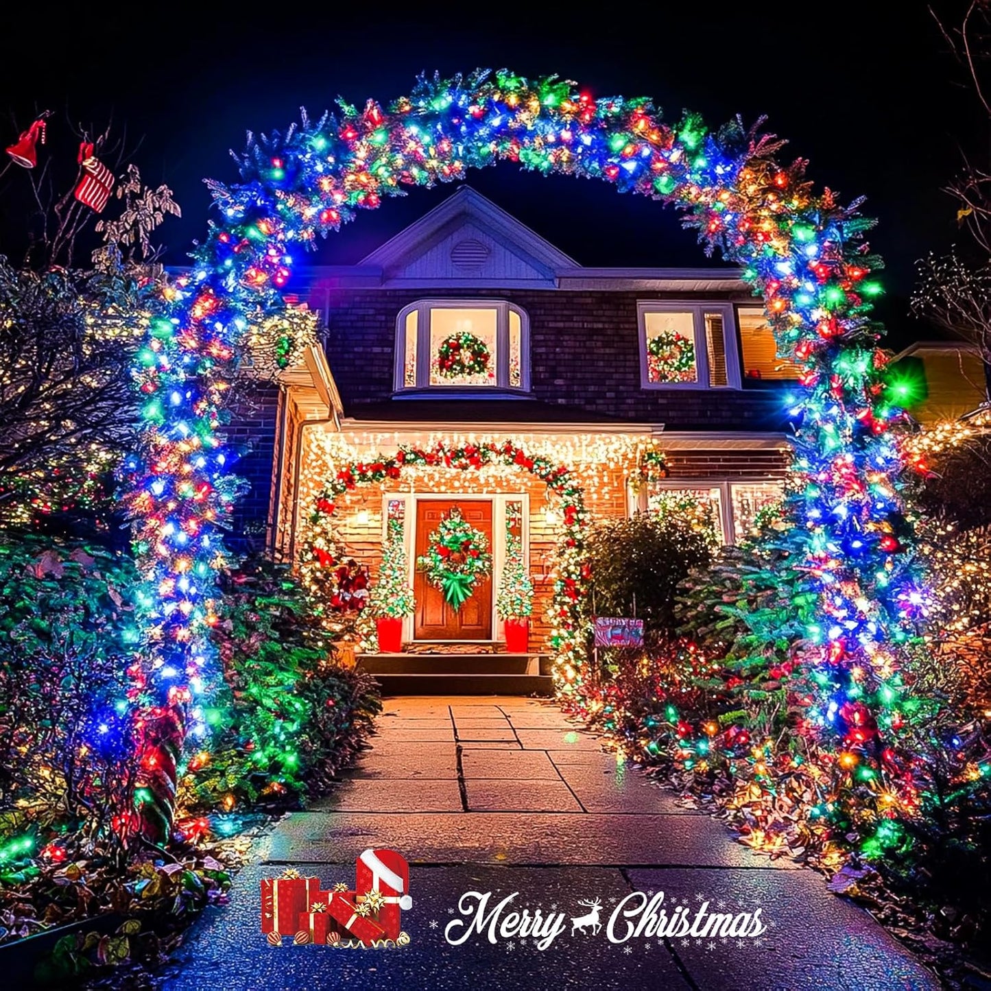 JMEXSUSS Multicolor Christmas Tree Lights Outdoor Indoor Clear Wire, 200 LED Christmas Lights 66ft Colorful String Lights Plug in for Bedroom Tree Room Party Xmas Decorations