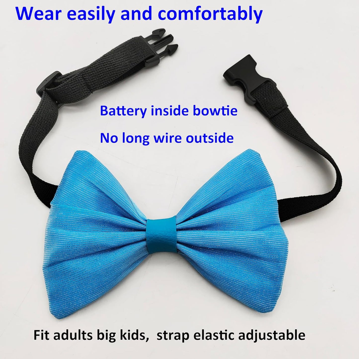 LED Light Up Bow Tie Wireless for Men - Flashing Fiber Optic Bowtie Glow in the Dark for Party Halloween Christmas