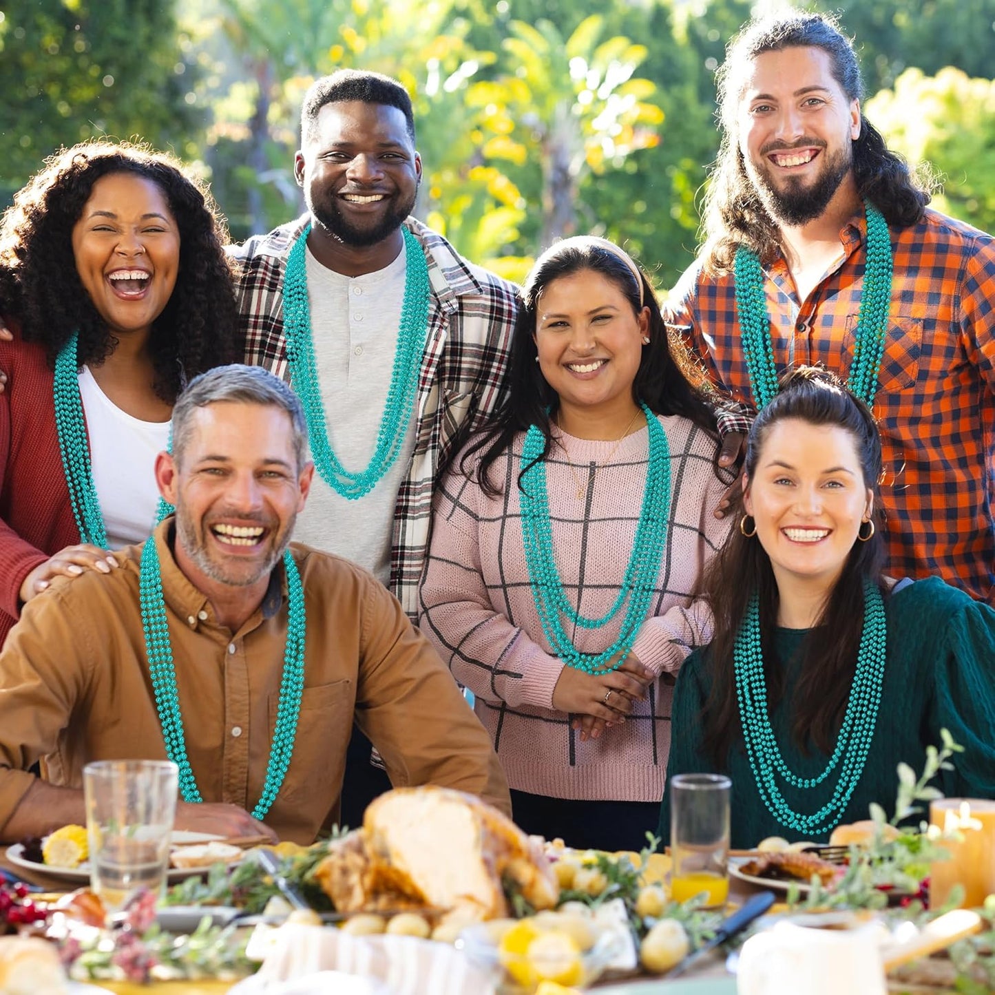 200PCS Mardi Gras Beads, 33" Mardi Gras Accessories, Lakeblue Bead Necklaces, Parade Party Beads Bulk Women Men Party Favors for Festival Event Pirate Baby Shower Birthday Supplies