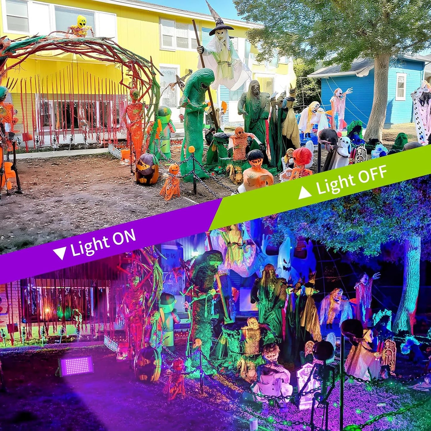 100W Black Lights with Switch+Plug, IP66 Waterproof, LED Blacklight Flood Light for Glow Party, Halloween, Bedroom, Fluorescent Poster, Body Paint, 2 Pack