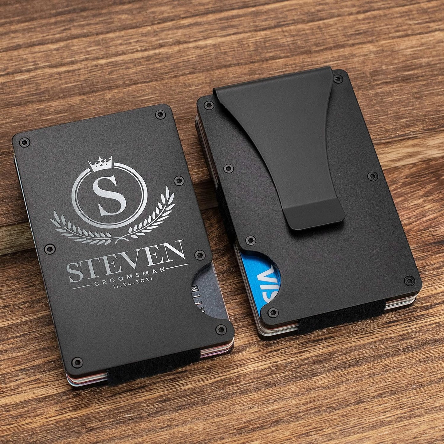 Personalized Groomsmen Proposal Set - 10 Custom Wallets, Wedding Gifts for Men - D4