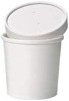 Eco Friendly Recyclable Kraft Soup Bowls | Disposable Food Cups With Lids | Containers - Soup Cups Great For Restaurants, Take-Outs, Or Disposable Soup Bowls To Go Lunch (25/Pack) (White, 24 oz)