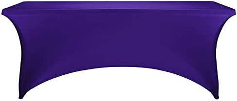 FORLIFE Spandex Table Covers，Fitted Tablecloth for Rectangular Tables, Stretch Patio Table Covers, Universal Spandex Table Cover for Wedding, Banquet, Party (6ft, Purple)