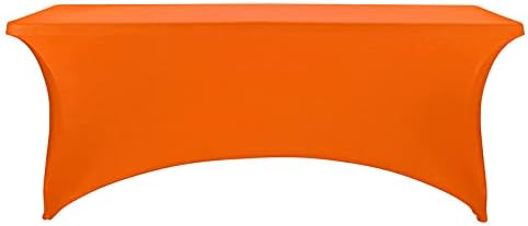 FORLIFE Spandex Table Covers，Fitted Tablecloth for Rectangular Tables, Stretch Patio Table Covers, Universal Spandex Table Cover for Wedding, Banquet, Party (6ft, Orange)