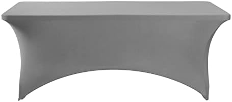FORLIFE Spandex Table Covers，Fitted Tablecloth for Rectangular Tables, Stretch Patio Table Covers, Universal Spandex Table Cover for Wedding, Banquet, Party (6ft, Gray)