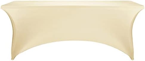 FORLIFE 2Pack Spandex Table Covers，Fitted Tablecloth for Rectangular Tables, Stretch Patio Table Covers, Universal Spandex Table Cover for Wedding, Banquet, Party (6ft, Champagne)