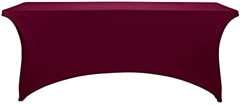 FORLIFE 2Pack Spandex Table Covers，Fitted Tablecloth for Rectangular Tables, Stretch Patio Table Covers, Universal Spandex Table Cover for Wedding, Banquet, Party (6ft, Burgundy)