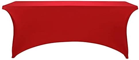 FORLIFE 2Pack Spandex Table Covers，Fitted Tablecloth for Rectangular Tables, Stretch Patio Table Covers, Universal Spandex Table Cover for Wedding, Banquet, Party (6ft, Red)
